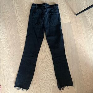 Mother Hustler Ankle Fray Black Women's Jeans